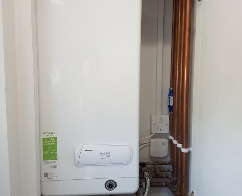 Vokera combination boiler installed in a new build property in Cambridge.